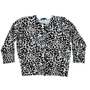 Cable & Gauge Leopard 3/4 Sleeve Cardigan Size Small
